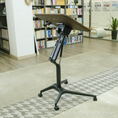 L Shape Height Adjustable Desk Pneumatic lifting single leg Zhuo Factory